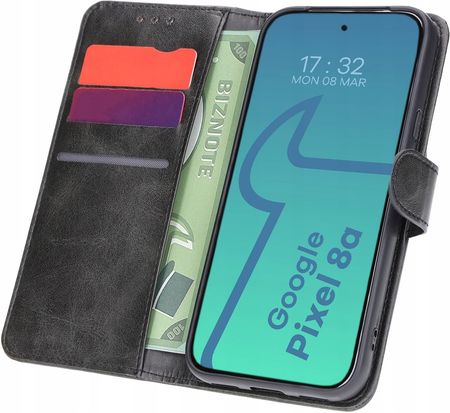 Bizon Etui Z Klapką Do Google Pixel 8A  Kieszonkami  Zamykane  Na Karty - zdjęcie 2