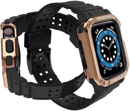 Hurtel Protect Strap Band Opaska Z Etui Do Apple Watch 7 6 5 4 3 2 Se 45 44 42Mm Obudowa Pancerny Pokrowiec Na Zegarek Czarny