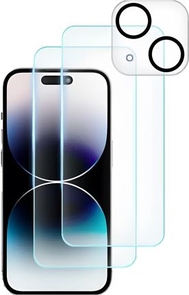 4Kom Pl Szkło Hartowane Do Apple Iphone 15 2X Na Ekran   1X Obiektyw Aprat Lens Zestaw Szkieł