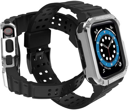 Hurtel Protect Strap Band Opaska Z Etui Do Apple Watch 7 6 5 4 3 2 Se 41 40 38Mm Obudowa Pancerny Pokrowiec Na Zegarek Czarny