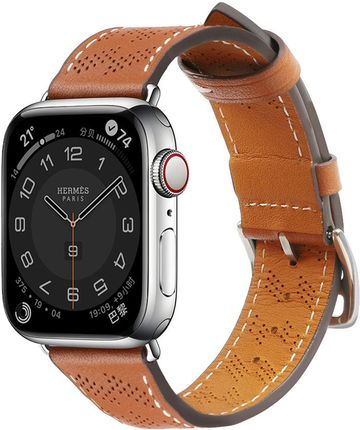 Hurtel Strap Leather Skórzany Pasek Apple Watch Ultra Se 8 7 6 5 4 3 2 1 49 45 44 42 Mm Opaska Bransoleta Brązowy