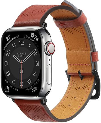 Hurtel Strap Leather Skórzany Pasek Apple Watch Ultra Se 8 7 6 5 4 3 2 1 49 45 44 42 Mm Opaska Bransoleta Czerwony