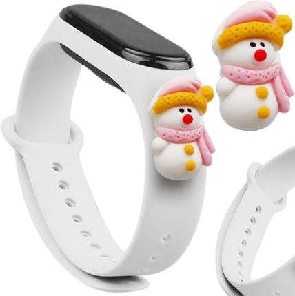 Hurtel Strap Xmas Opaska Do Xiaomi Mi Band 4 3 Świąteczny Silikonowy Pasek Bransoletka Biały