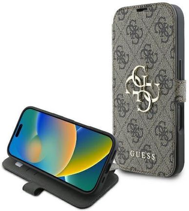 Guess Gubkp16S4Gmgbr Iphone 16 6 1  Brązowy Brown Book 4G Metal Logo