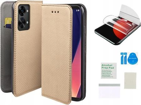 Martech Etui Z Klapką Do Oneplus Nord 2T 5G Magnet Złoty Case Folia Ochronna Tpu