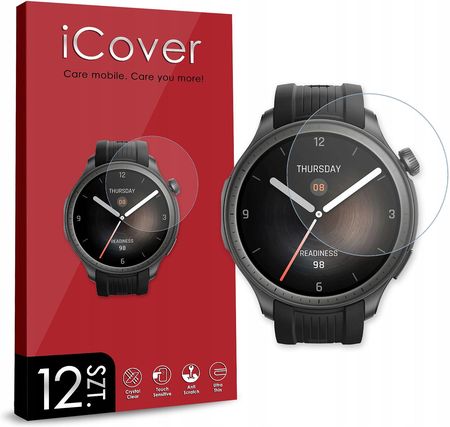 Icover 12Szt Szkło Hybrydowe Szkiełko Ochronne Smartwatch Do Amazfit Balance 46Mm