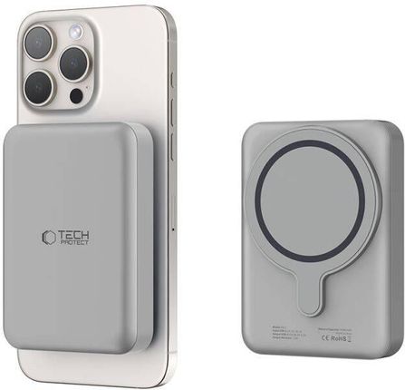 Tech Protect Powerbank Magnetyczny 10000Mah 15W Usb C Lifemag Pb11 Magsafe Titanium - zdjęcie 2