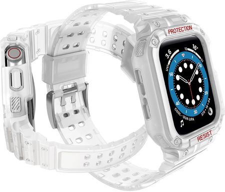 Hurtel Protect Strap Band Opaska Z Etui Do Apple Watch 7 6 5 4 3 2 Se 45 44 42Mm Obudowa Pancerny Pokrowiec Na Zegarek Biały