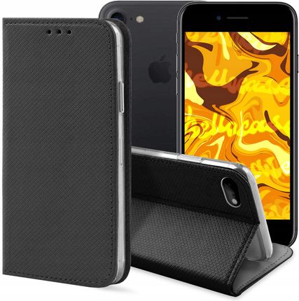 Hello Case Etui Z Klapką Do Iphone 7 8 Se 2020 Czarne Zamykane Magnetyczne Kabura