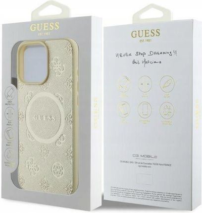 Guess Etui Saffiano Peony Classic Logo Magsafe Do Apple Iphone 16 Pro Złoty - zdjęcie 4