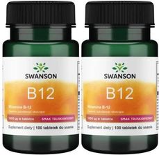 2 x B12 Witamina B-12 smak truskawkowy 1000mcg 100 do ssania, Swanson