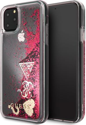 Guess Hearts Glitter Hard Case Dla Apple Iphone 11 Pro   Raspberry