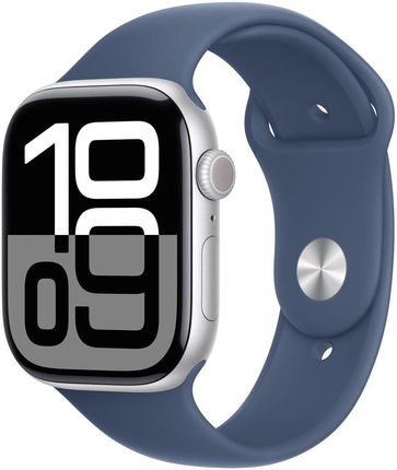 Apple Watch Series 10 GPS 42mm z aluminium srebrny pasek sportowy denim S/M (MWWA3ETA)