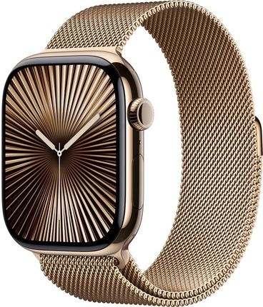 Apple Watch Series 10 GPS + Cellular koperta 42mm tytan złoty bransoleta mediolańska złoty (MX083ETA)