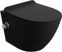 Lavita SALTO BLACK Miska wisząca 2w1 z funkcją bidetu WC Rim+ termostatycznego z deską SLIM wolnoopadającą Czarny Matt