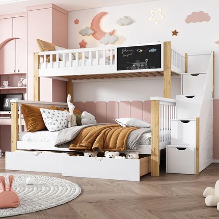 Flieks Łóżko Piętrowe Ze Schodami Dziecięce 90X200Cm/140X200Cm Z Ramą