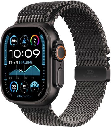 Apple Watch Ultra 2 GPS + Cellular Koperta z tytanu czarna 49mm bransoleta mediolańska z tytanu czarny Rozmiar S (MX4W3WBA)