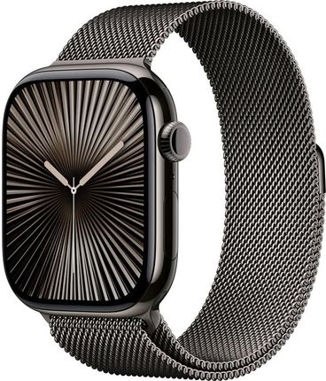 Apple Watch Series 10 GPS + Cellular Koperta 46mm z Tytanu w kolorze Łupku z Bransoletą mediolańską w kolorze Łupku - S/M (MC7R4ETA)