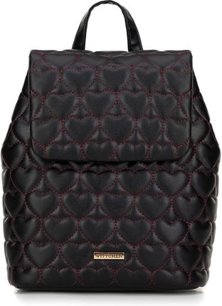 Plecak z ekoskóry pikowany w serca czarno - różowy