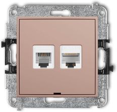 Karlik Gniazdo Telefoniczne Pojedyncze 1xRj11 + Komputerowe 1xRj45 Łososiowy Mini 62MGTKBO