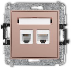 Karlik Gniazdo Telefoniczne Pojedyncze 1xRj11 + Komputerowe 1xRj45 Łososiowy Mini 62MGTK