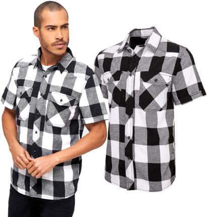 Koszula z krótkim rękawem BRANDIT Checkshirt - biało-czarna 3XL