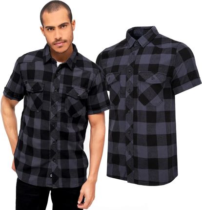 Koszula z krótkim rękawem BRANDIT Checkshirt - czarno-szara 3XL