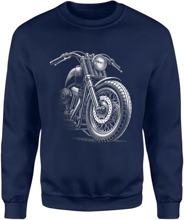 Motocykl retro vintage Męska bluza (L, Granatowy)