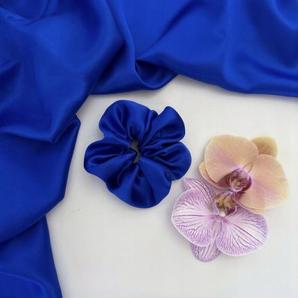 JEDWABNA GUMKA DO WŁOSÓW SCRUNCHIE 100% JEDWAB MORWOWY 22 mm SZAFIROWY r. M - zdjęcie 2