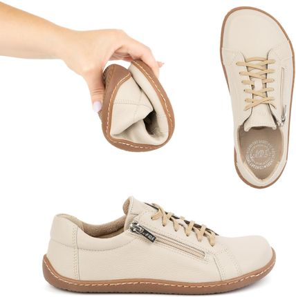 Buty Olivier Damskie Minimalistyczne Buty Skórzane Barefoot Model 1243 Beżowe