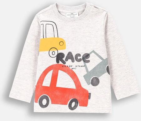 T-shirt z długim rękawem szara z z nadrukiem na przodzie