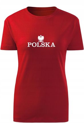 Koszulka T-shirt damska M400 Polska Kibica Godło czerwona rozm M