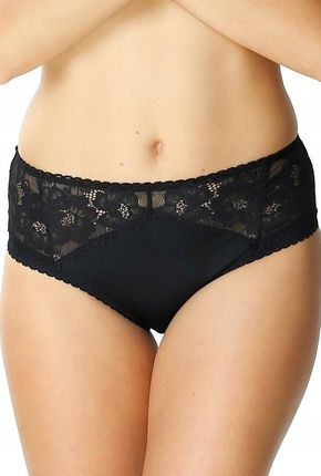 MEWA Lingerie Figi damskie Vera wysoki stan z koronką : Kolor - Czarny, Roz