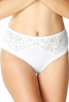 MEWA Lingerie Figi damskie Vera wysoki stan z koronką : Kolor - Biały, Rozm