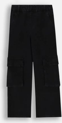 Spodnie jeansowe WIDE LEG czarne cargo o fasonie SLIM