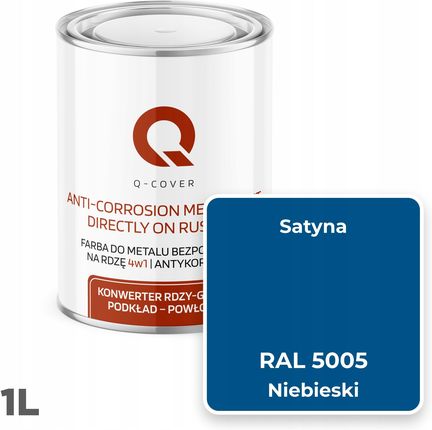 Q-Cover Farba Do Metalu Na Rdzę Aluminium Blachę Niebieski Ral 5005 Satyna 1L - zdjęcie 6