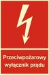 Znak BB012 - "Przeciwpożarowy wyłącznik prądu" - 20x29,6cm; płyta TD fotolum.