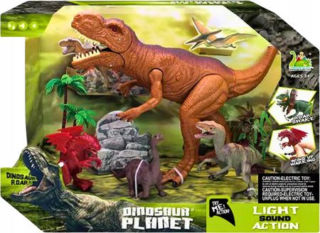 Dinosaur Planet Zestaw Figurek Duże Dinozaury T-Rex Tyranozaur Swieci Ryczy Czrwony Smok