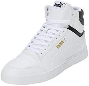 PUMA Unisex Shuffle Mid Sneaker, Puma biała biała PUMA - czarna PUMA Team Gold - 48.5 EU