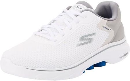 Skechers GO Walk 7 męskie buty sportowe, białe i szare tkanina/syntetyk, 40 EU, Biały i szary materiał syntetyczny, 41.5 EU