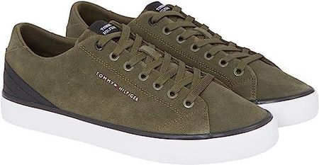 Tommy Hilfiger Męskie buty sportowe Th Hi Vulc Core Low Suede Vulcanized Sneaker, Zielony wojskowy, 46 EU