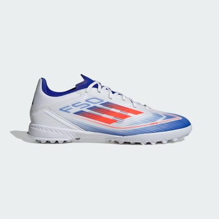 adidas Buty piłkarskie uniseks F50 League Turf Sneaker, Chmura biały słoneczny czerwony jasny niebieski, 38 2/3 EU