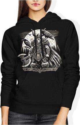 Viking Wiking Wikingowie Kruki Damska bluza z kapturem (XXL, Czarny)