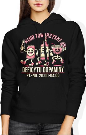 Klub Towarzyski Deficytu Dopaminy Damska bluza z kapturem (S, Czarny)