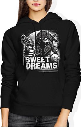 Sweet Dreams Gangsterska streetwear Damska bluza z kapturem (XXL, Czarny)