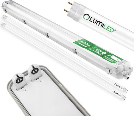 Lumiled Oprawa Hermetyczna Pyłoszczelna 120cm 2xT8 G13 IP65 + Świetlówki LED 18W 6500K (ZLEDOPRMI1040)