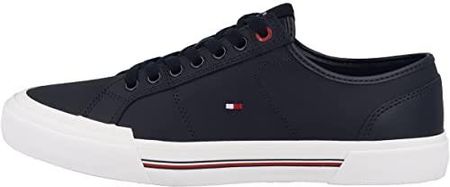 Tommy Hilfiger Męskie buty sportowe Core Corporate Vulc Leather Fm0fm04561 Vulcanized Sneaker, Niebieskie niebo pustyni, 40 EU