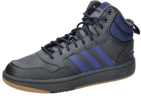 adidas Męskie Hoops 3.0 Mid Lifestyle Koszykówka Klasyczne Futro Podszewka Zimowe Trampki, Ciemnoniebieska guma węglowa 4, 38 EU