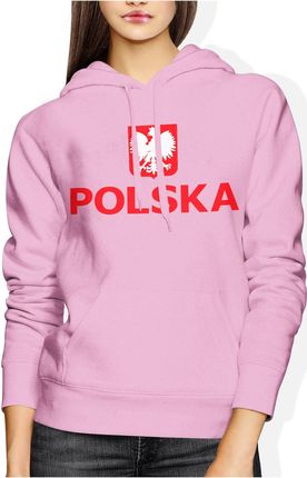 Polska Kibica Reprezentacja Damska bluza z kapturem (M, Różowy)