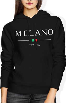 Milano Italia Włochy Damska bluza z kapturem (XL, Czarny)